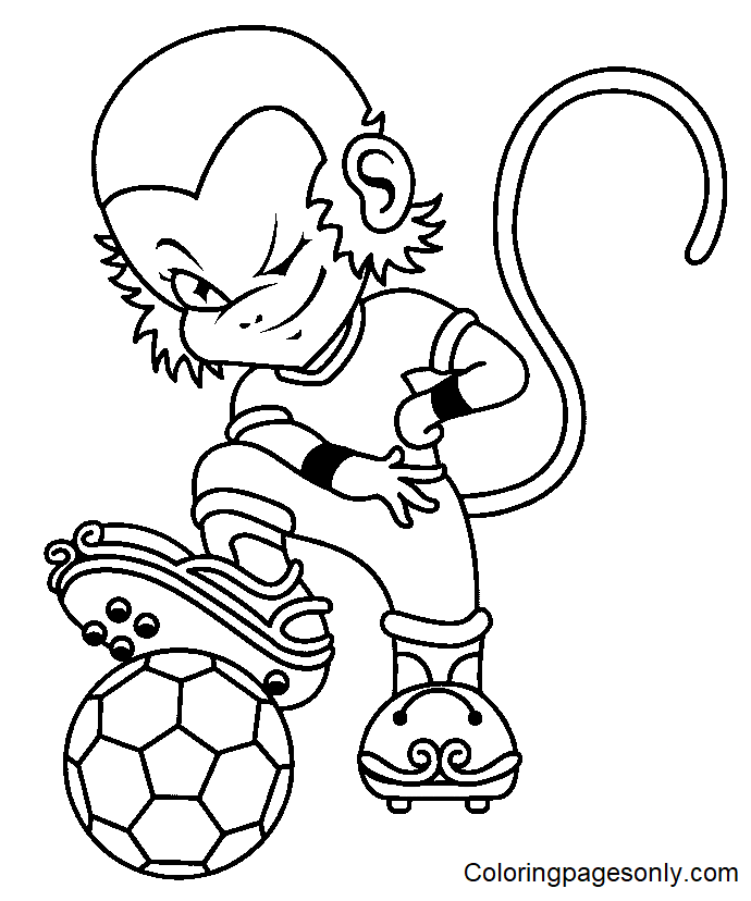 Macaco legal jogando futebol de futebol