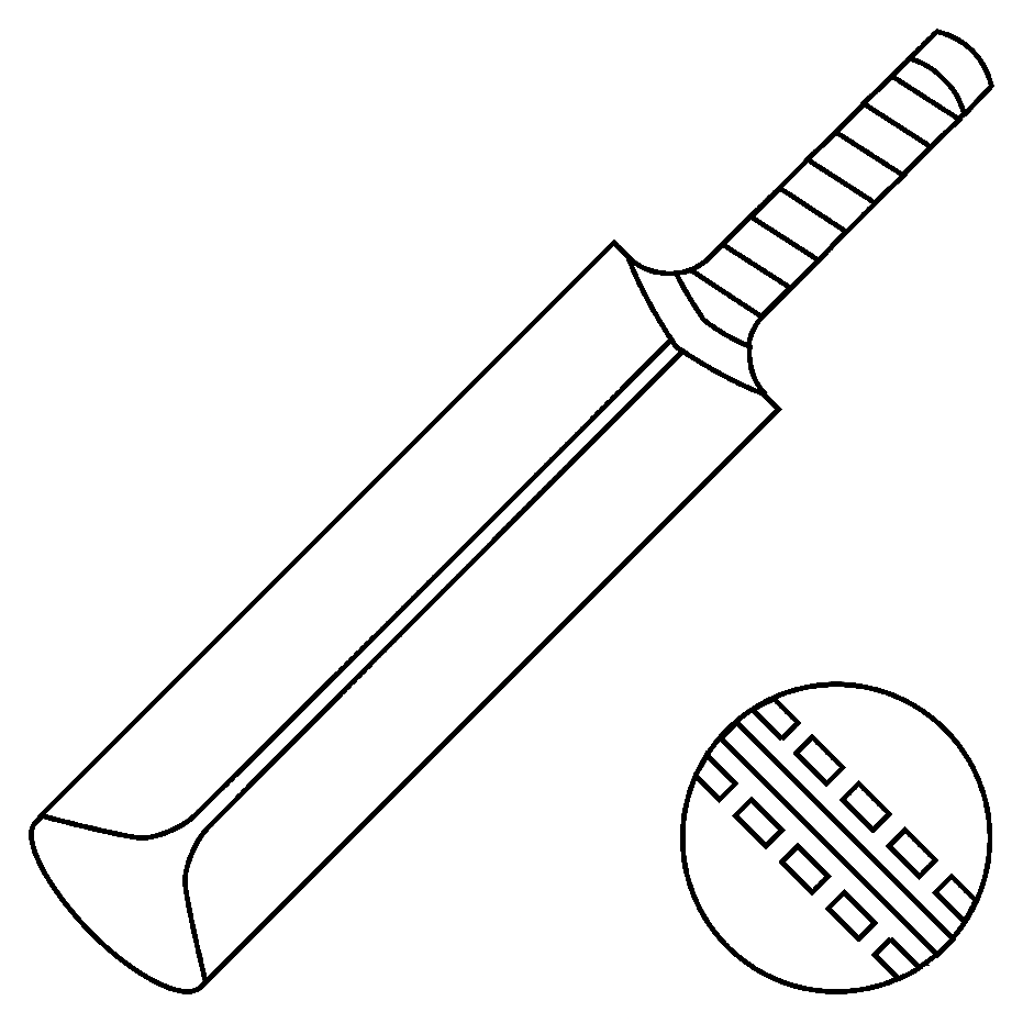 Cricket Bat with Ball Coloring Page