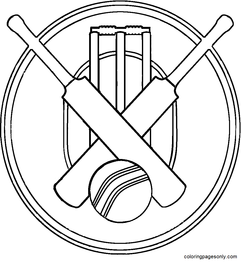 Pagina da colorare di logo di cricket