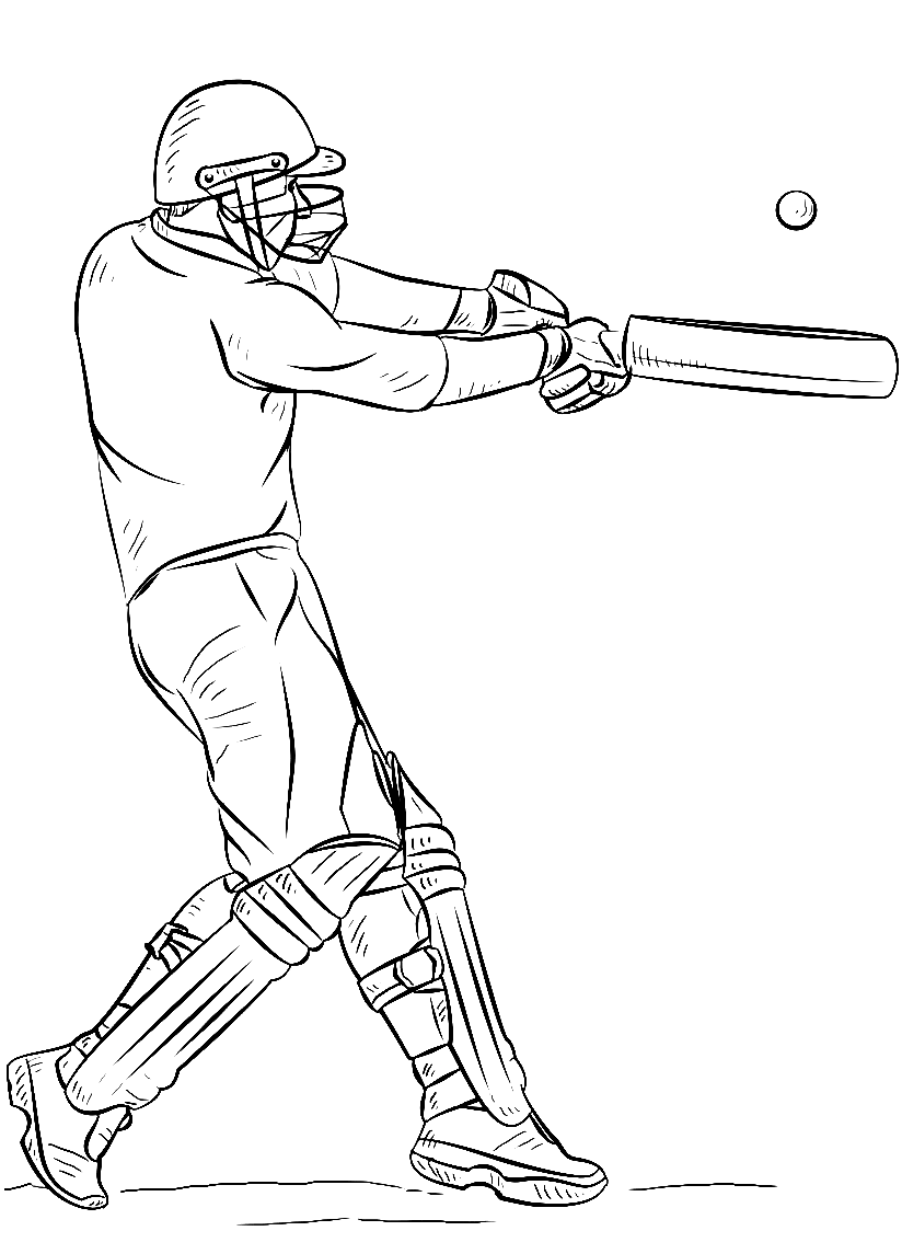 Pagina da colorare di giocatore di cricket