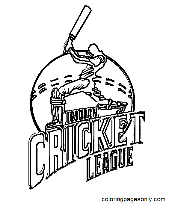 Pagina da colorare di cricket sport logo