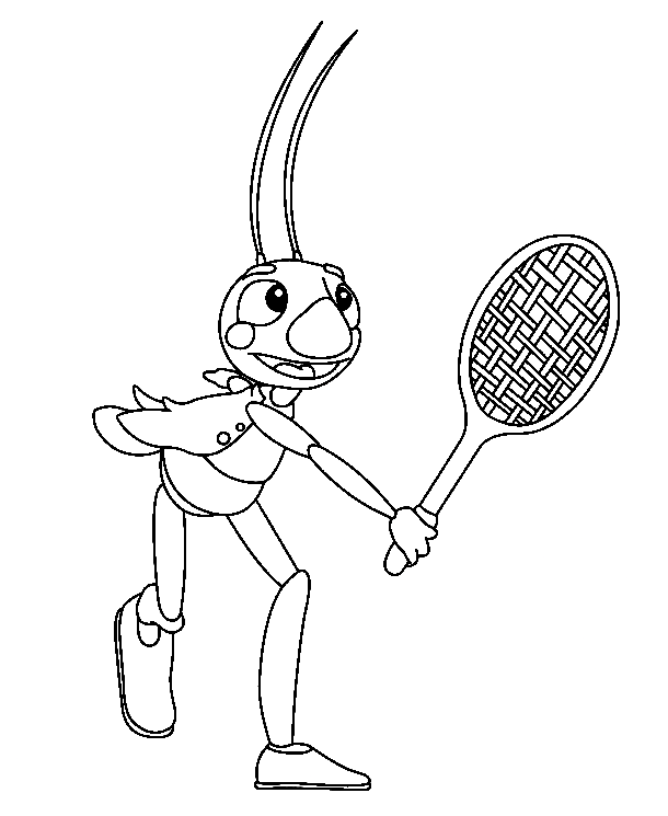 Desenho de grilos jogando badminton para colorir