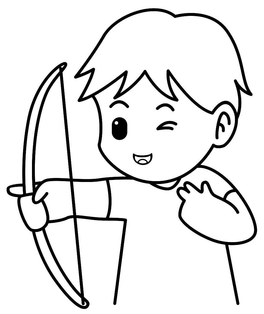 Cute Boy Archer Coloring Page