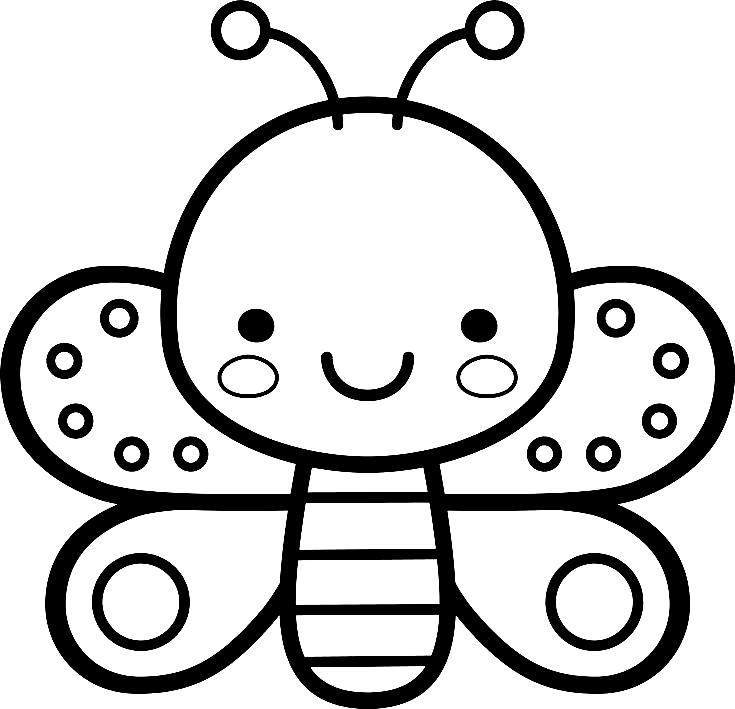Cute Butterfly Cartoon Coloring Page