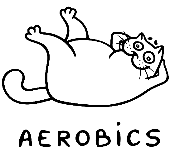 Cute Cat Aerobics Coloring Page