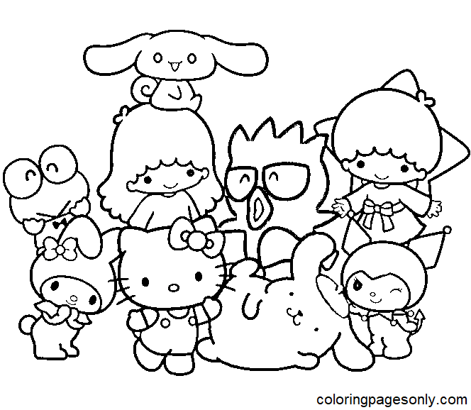Cute Characters Sanrio Coloring Page - Free Printable Coloring Pages