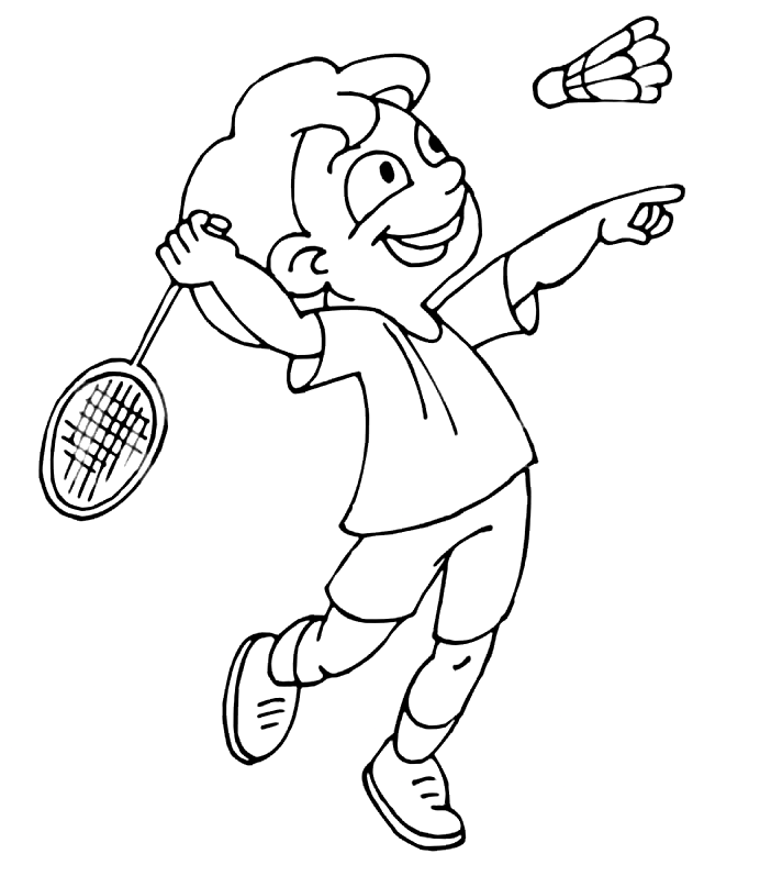 Cute Girl Playing Badminton Coloring Page