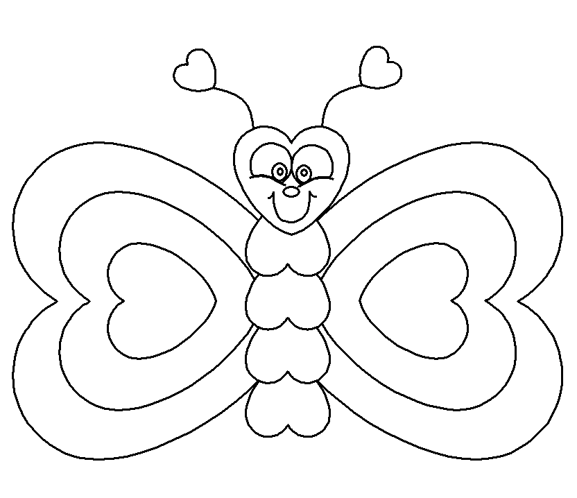 Cute Heart Butterfly Coloring Pages