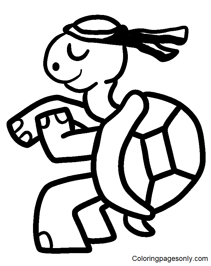 Cute Karate Turtle Coloring Page