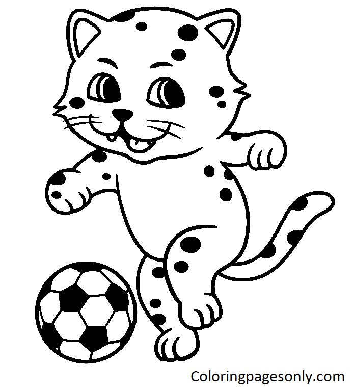 Leopardo carino che gioca a calcio from Soccer