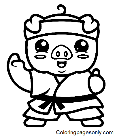 Karaté de cochon mignon de Karate