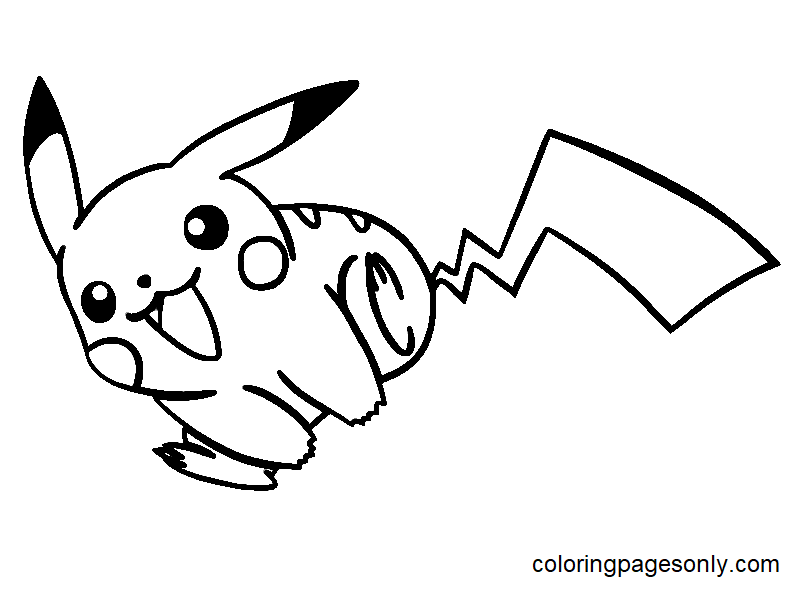 Cute Pikachu Jumping Coloring Page