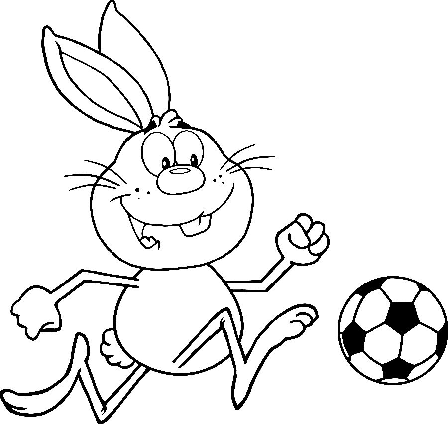 أرنب لطيف يلعب كرة القدم من كرة القدم