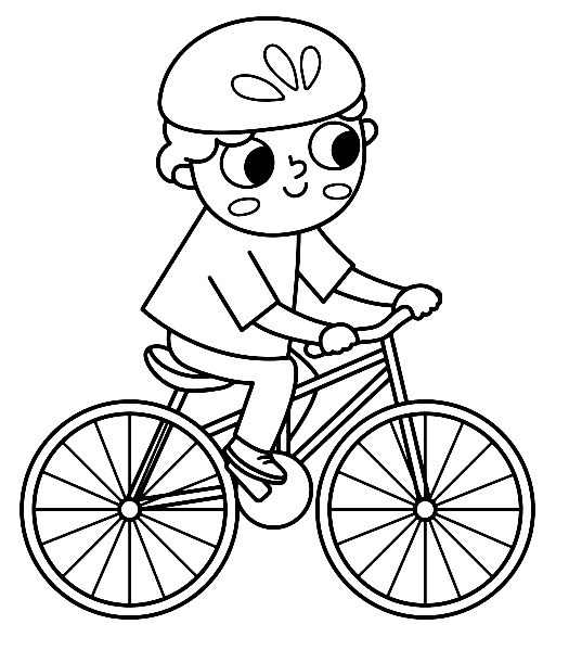 Página para colorir de menino de ciclismo