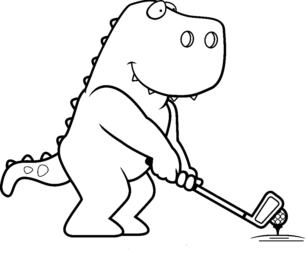 Dinosaur Golf Coloring Pages