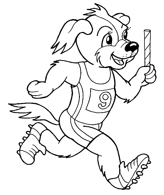 Dog Relay Race Coloring Page