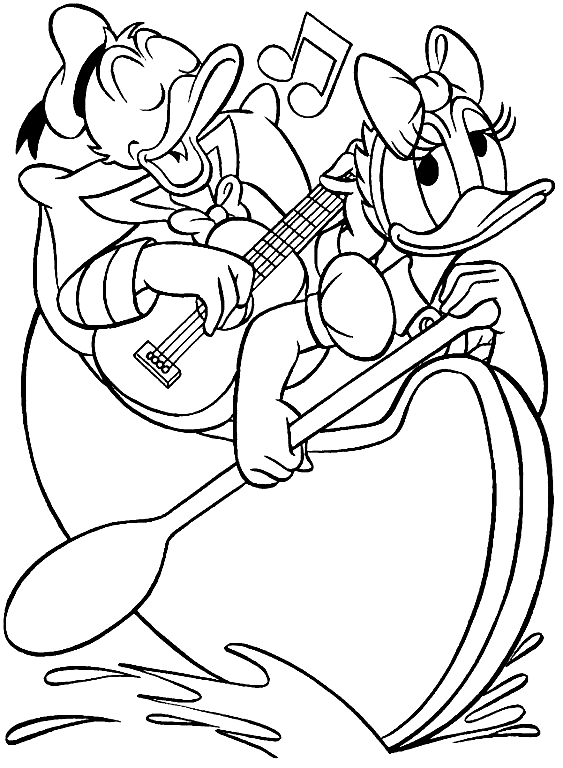 Donald And Daisy Rowing Coloring Pages