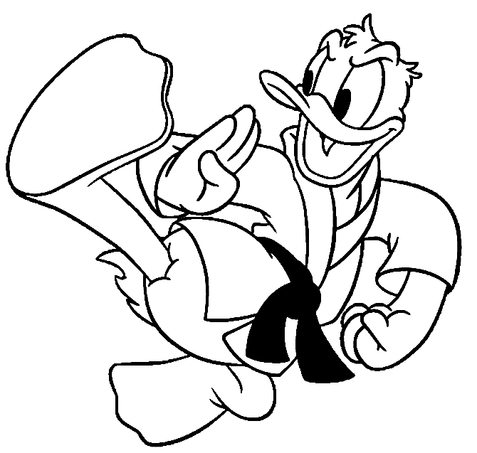 Donald Doing Karate Coloring Page