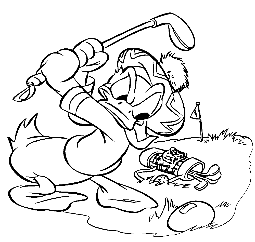 Donald Golfing Coloring Page