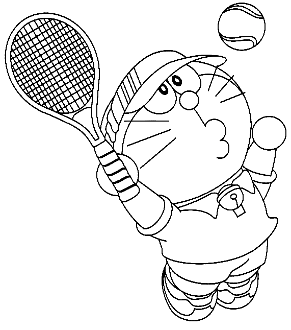 Doraemon esta jugando tenis de Tennis