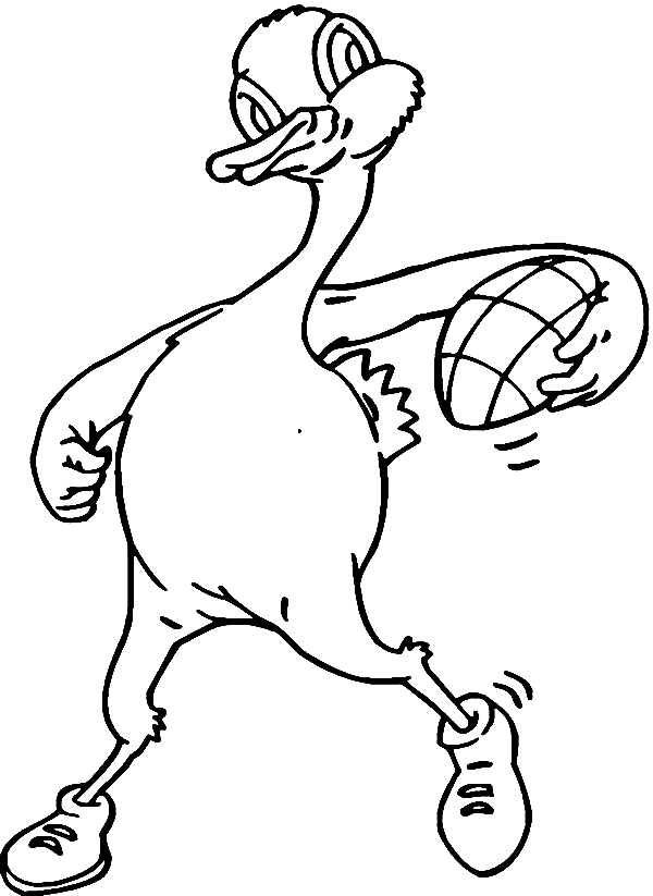 Coloriage canard jouant au rugby