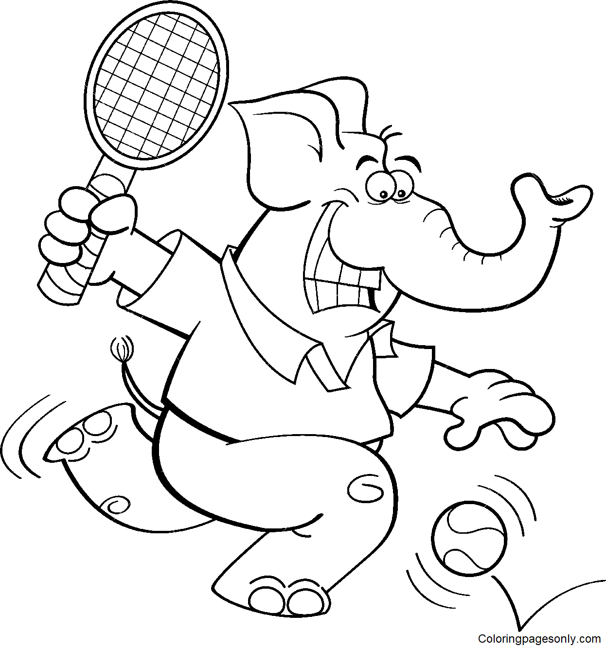 Elefante jugando al tenis desde el tenis.