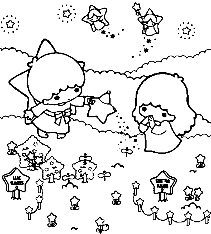 Fantastic Little Twin Stars Coloring Page