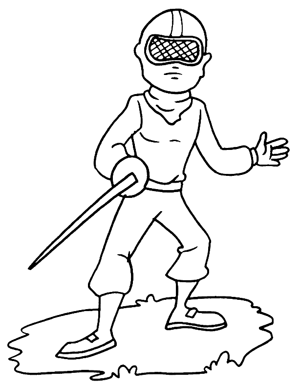 Раскраска Фехтовальщик с мечом