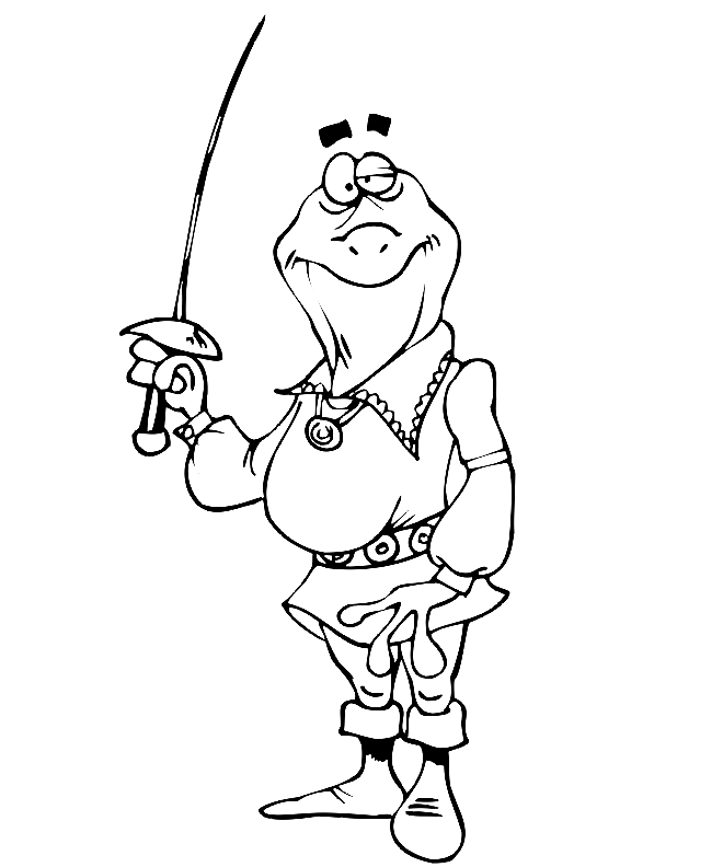 Fencing Frog Coloring Page