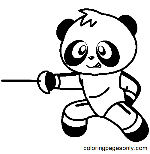 Fencing Panda Coloring Pages