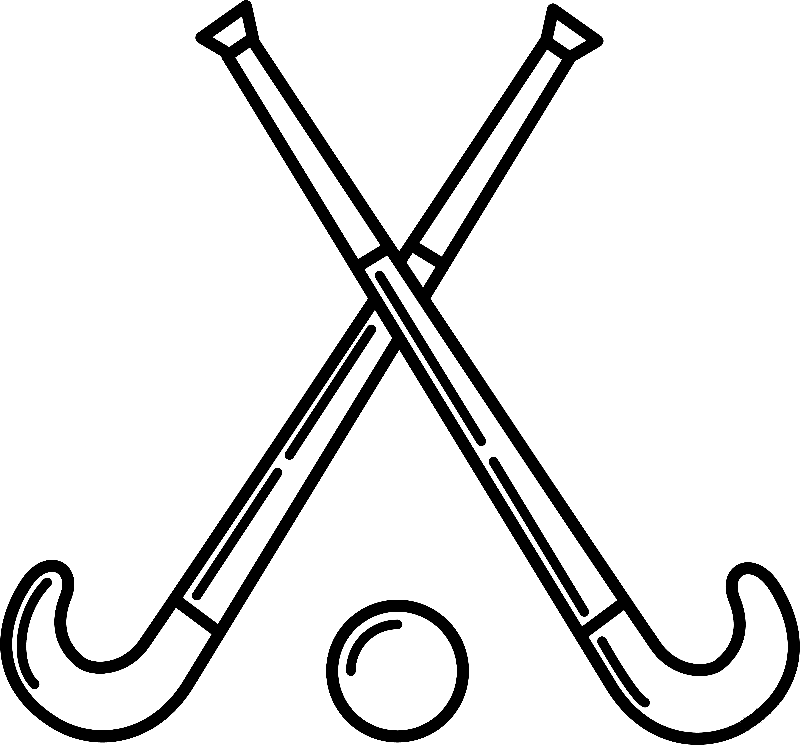 Field Hockey Stick with Ball Coloring Page