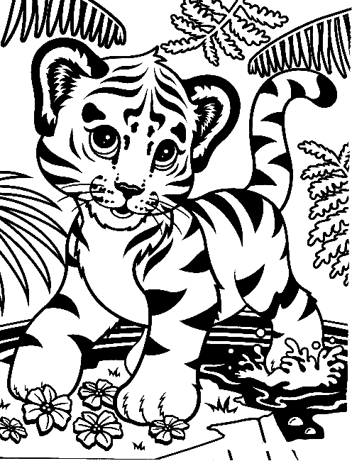 Forrest Tiger Coloring Page