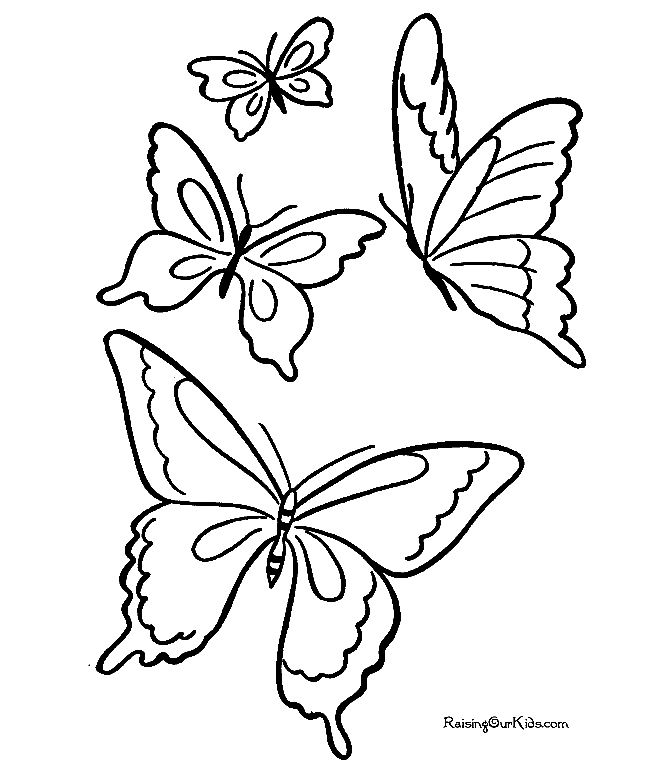 Four Butterflies Coloring Page