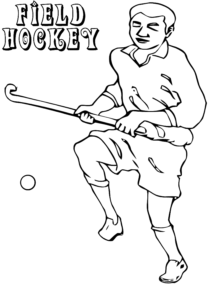 Pagina da colorare gratuita del giocatore di hockey su prato