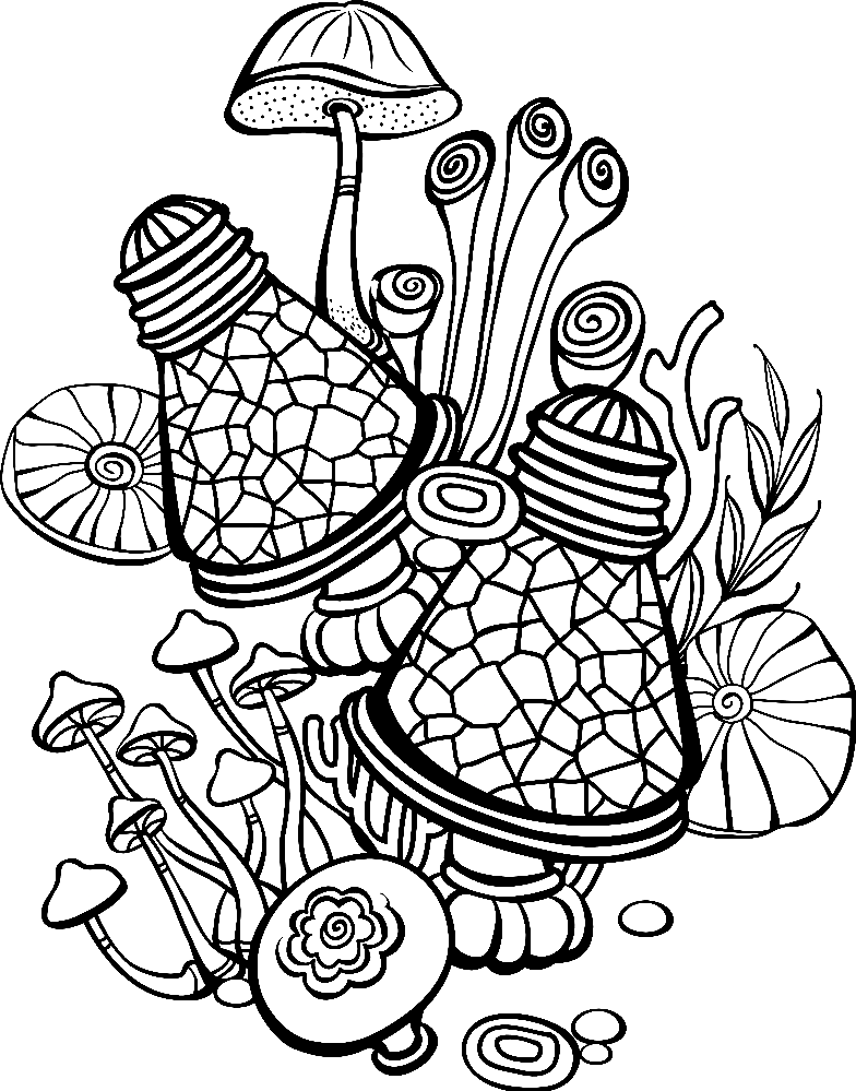 Free Mushrooms to Download Coloring Page