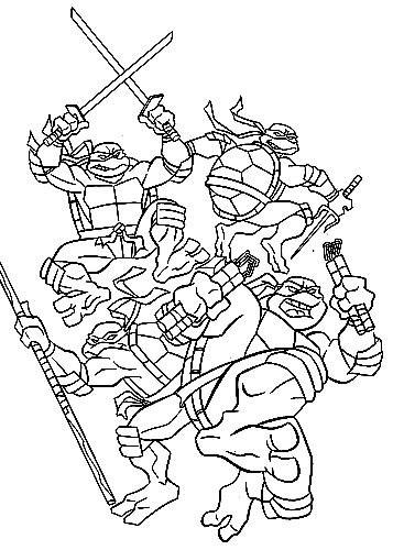 Pagina da colorare di tartarughe ninja gratis