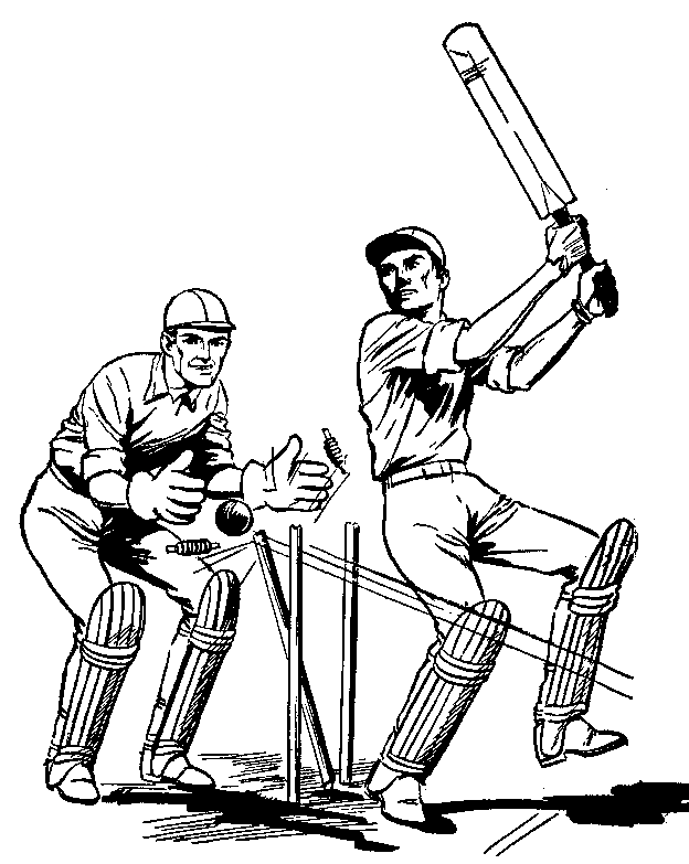 Pagina da colorare di sport di cricket stampabile gratuita