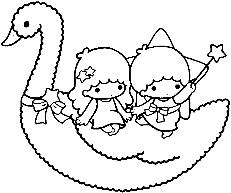 Free Printable Little Twin Stars Coloring Page