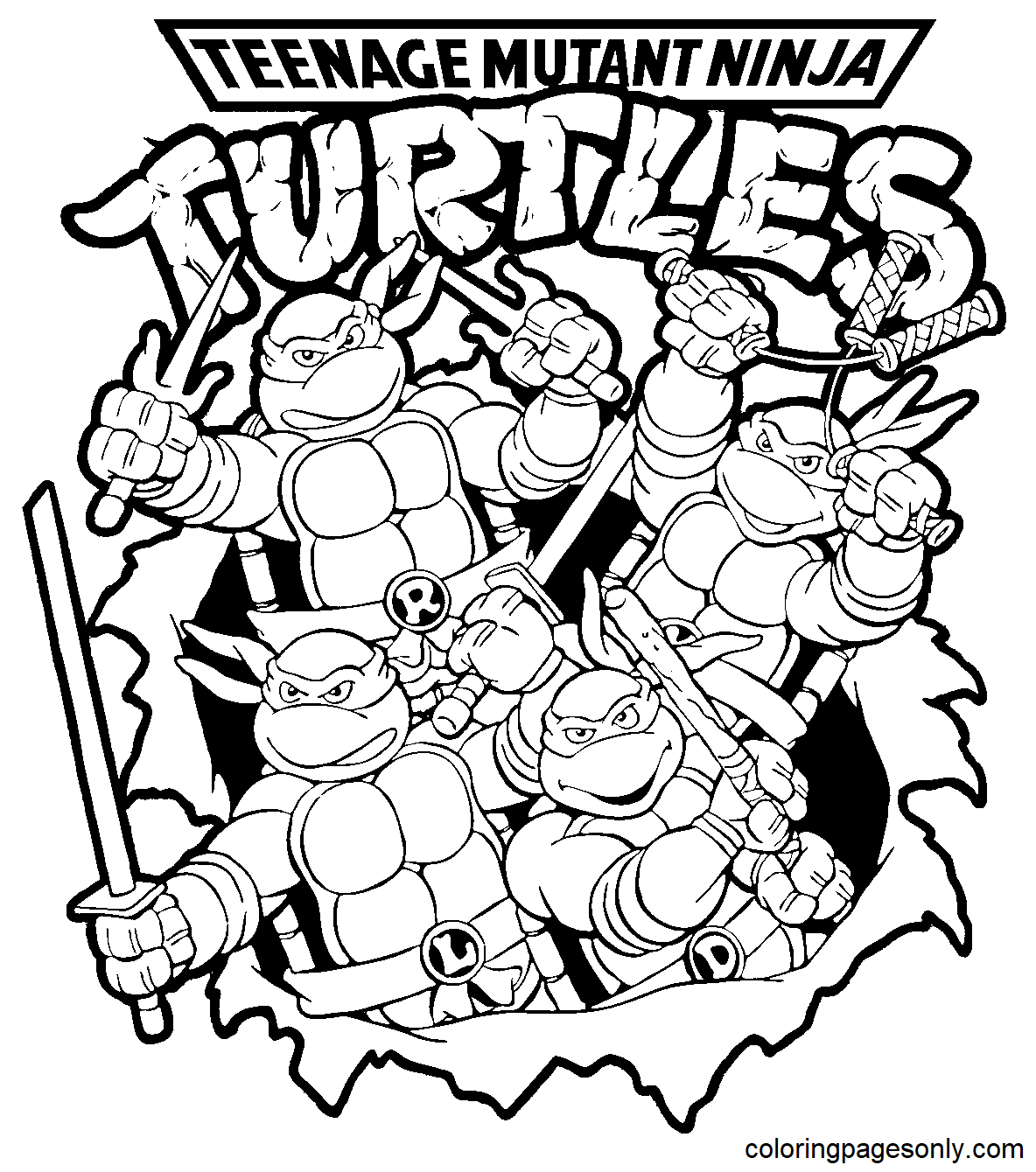 Coloriage de Tartarugas ninjas à telecharger gratuitement - Tartarugas  ninjas - Just Color Crianças : Páginas para colorir para crianças