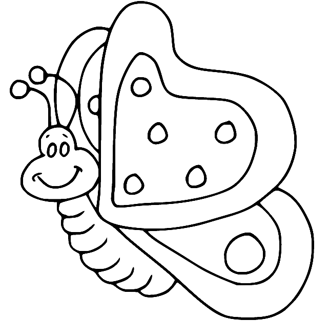 Funny Cute Butterfly Coloring Page