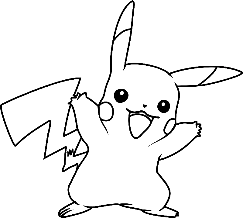 Funny Pikachu for Kids Coloring Page