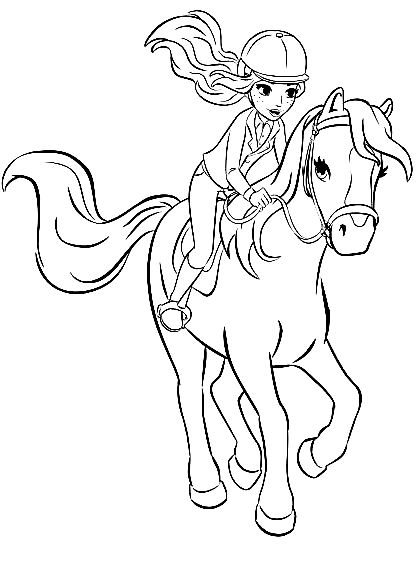 Girl Equestrian Coloring Page