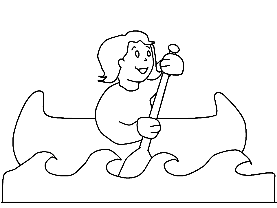 Girl Rowing Coloring Page