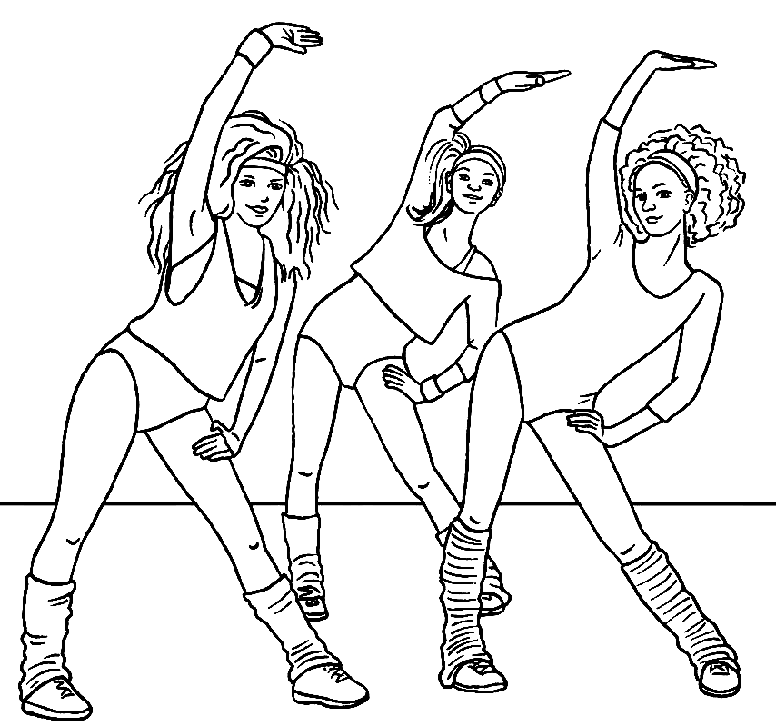 Girls Aerobics Coloring Pages