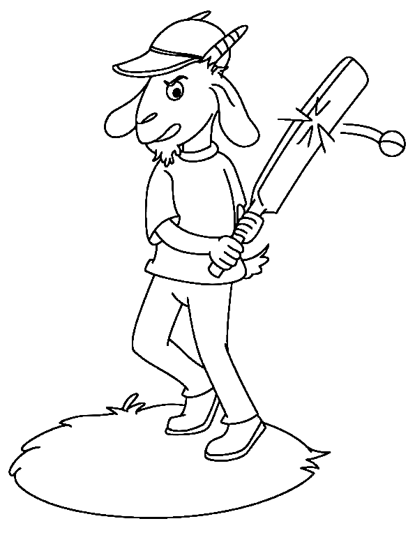 Goat Playing Cricket Coloring Pages