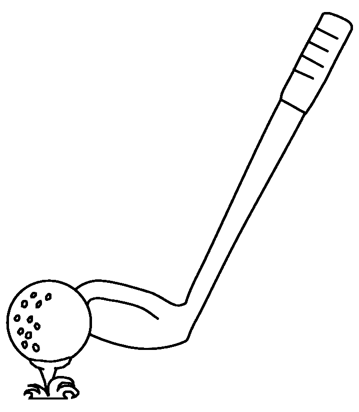 Golf Stick And Ball Coloring Page