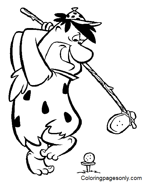 Kleurplaat Golfer Fred Flintstone