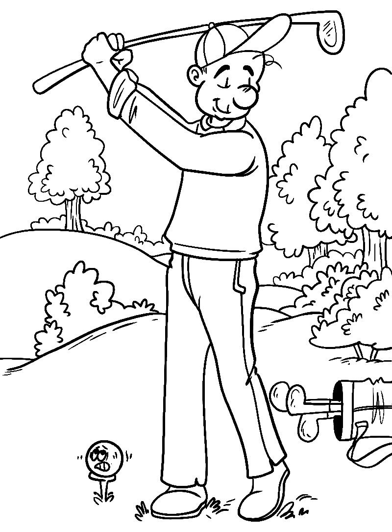 Golfer Playing Coloring Page
