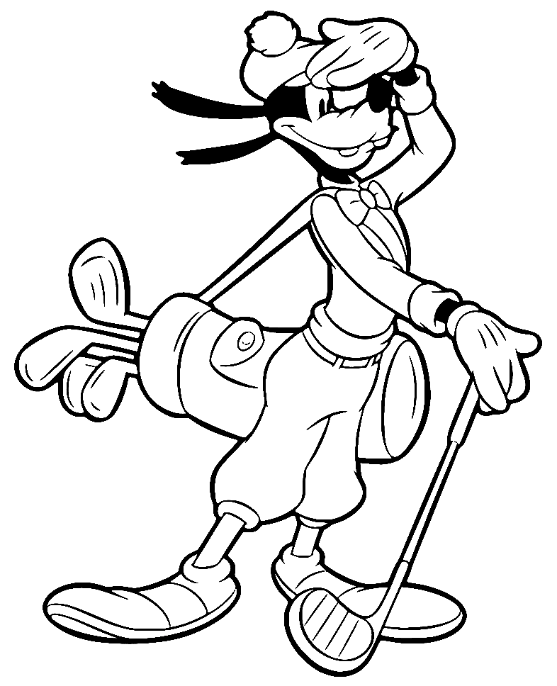 Goofy Golfing Coloring Page