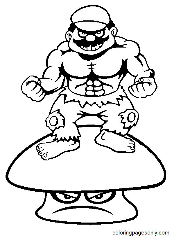 Green Giant and Angry Mushroom Coloring Page